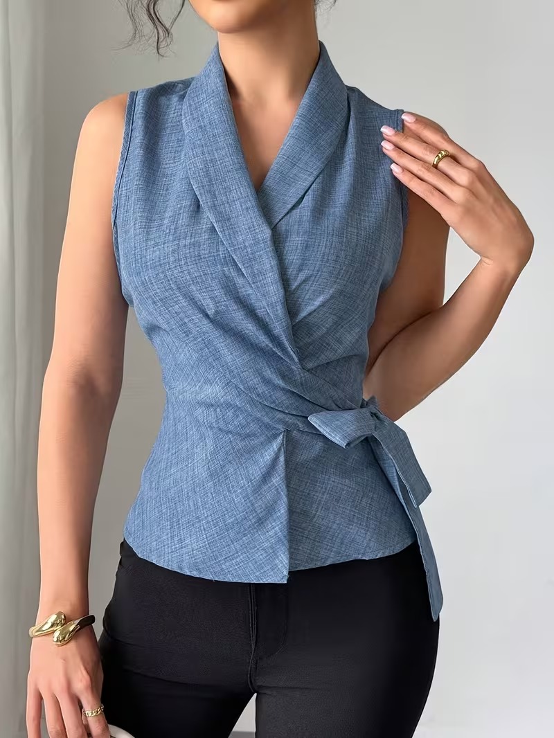 Women’s Tie-Front Sleeveless Wrap Top